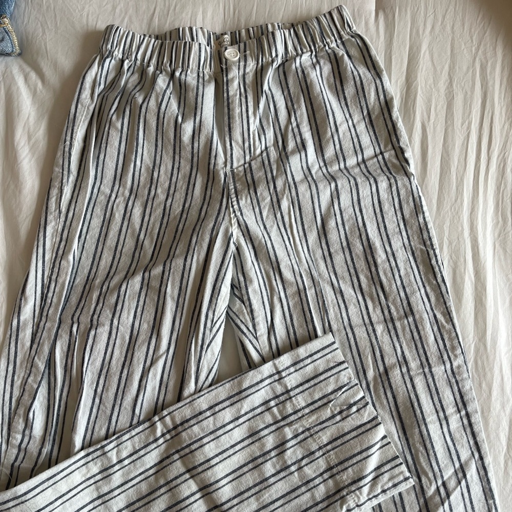 Navy & Off White Pin Stripe Pants